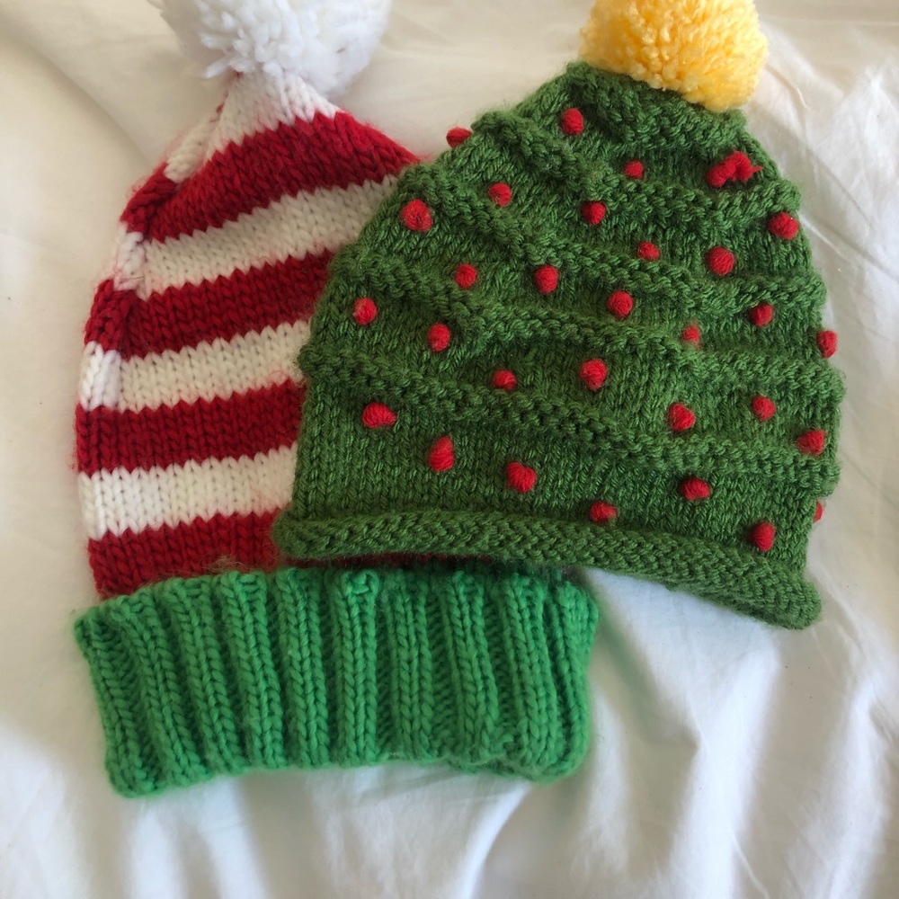Little me Red & White Stripe Christmas Hat-3-6 mos